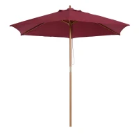 Outsunny Parasol de Jardin en  Bois Rouge Ø2.5 m x 2.25 m(m-11)