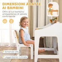 AIYAPLAY Set Scrivania e Sedia per Bambini 3-8 Anni con 3 Scomparti Aperti, Bordi Arrotondati, in Legno, Color Legno(m-6)