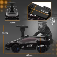 AIYAPLAY Rutschauto, Maserati, Stauraum, Hupe & Musik, Flüsterreifen, für 1,5 bis 5 Jahre, bis 25 kg, Schwarz(m-3)
