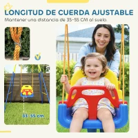 AIYAPLAY Columpio para Bebés 3 en 1 con Cuerdas Ajustables Cinturón de Seguridad Marco de Acero Plegable Azul(m-5)