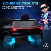 HOMCOM Elektrische kinderauto, gelicenseerde Mercedes-Benz EQA, 3-8 km/u, muziek, koplampen, claxon, afstandsbediening, zwart(m-8)