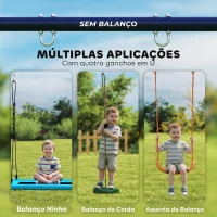 AIYAPLAY Estrutura de Baloiço Infantil Metálica para 2 Baloiços Carga 150 kg para Assento de Baloiço Ninho Azul(m-5)