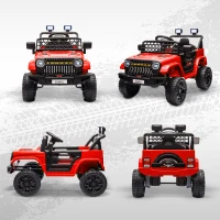 AIYAPLAY Coche Eléctrico para Niños con Batería 12V Mando a Distancia Velocidad Ajustable USB Faros Bocina Rojo(m-9)