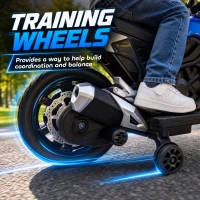 AIYAPLAY Licensed Honda 12V Kids Electric Motorbike with Training Wheels, Soft Start, Headlights, Music for 3-6 Years, Blue(m-6)
