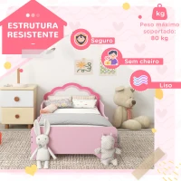 ZONEKIZ Cama para Crianças 70x140 cm com Barreira Antiqueda e Estrado Cama Infantil com Cabeceira em Forma de Nuvem Rosa(m-6)
