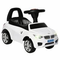 HOMCOM Porteur enfants voiture, véhicule à pousser avec coffre à jouets, klaxon, phares et musique, 63,5 x 28 x 36 cm, blanc(m-11)