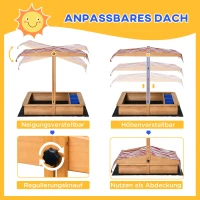 Outsunny zandbak met verstelbaar dak voor kinderen van 3-7 jaar geel 107,5 x 107,5 x 110 cm(m-4)