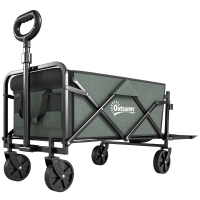 Outsunny Chariot de transport pliable chariot à roulettes avec poignée télescopique avec ouverture arrière 76 x 48 x 92 cm vert