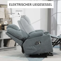 HOMCOM Massagestoel met opsta-hulp seniorenstoel, 8 massagepunten, zijvakken, afstandsbediening, 90L x 101B x 107 cm, grijs(m-5)