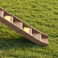 PawHut Dog Car Ramp with Anti-Slip Steps, 10-Steps Pet Stairs for Pets to Access Cars and High Beds, Brown(m-9)