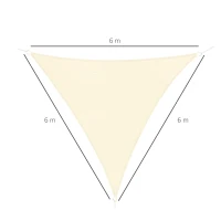 Outsunny Voile d'ombrage Triangulaire Grande Taille 6 x 6 x 6 m polyéthylène Haute densité résistant aux UV Coloris crème(m-3)