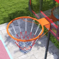 AIYAPLAY Kinder-basketbalring, outdoor basketbalring voor kinderen, in hoogte verstelbaar 210-260 cm, met wielen, vanaf 6 jaar, Rood(m-9)