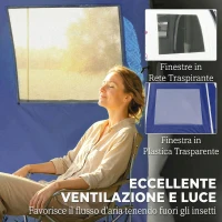 Outsunny Tenda a Tunnel per 4 Persone con Camera e Zona Giorno, Impermeabile 3000 mm, Tenda da Campeggio, Blu Scuro(m-7)