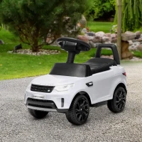 AIYAPLAY Macchina per Bambini con Licenza Land Rover 6V, Funzionamento Elettrico e a Spinta, Velocità 3km/h, Bianco(m-10)