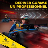 AIYAPLAY Voiture électrique GoKart kart électrique pour enfants 2 x 24 V moteurs mode dérive à 13 km/h 119 x 77 x 54 cm bleu(m-4)
