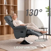 HOMCOM Relaxstoel met ligfunctie, lederlook, voetensteun, tot 120 kg, 78 x 80 x 109 cm, grijs(m-4)
