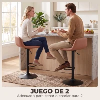 HOMCOM Juego de 2 Taburetes Altos de Cocina Giratorios 360° Regulables en Altura con Reposapiés Tapizados en Cuero Sintético(m-4)