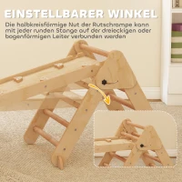 AIYAPLAY 5-in-1 klimrek: boogladder, driehoeksladder, helling, klimwand en glijbaan — voor kinderen 1,5-4 jaar, opvouwbaar, hout(m-6)