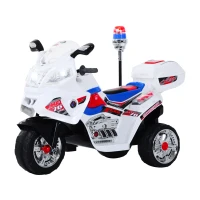 HOMCOM Moto Scooter électrique pour Enfants modèle Policier Fonctions sirène et gyrophare à partir de 3 Ans(m-11)
