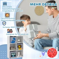 ZONEKIZ Opbergrek voor Kinderen, Blokken, Lades, MDF, Kantelbeveiliging, Grijs(m-7)