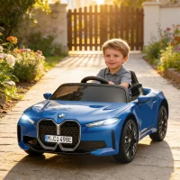 HOMCOM BMW i4 Licensed 12V Kids Electric Ride-On Car, Blue(m-2)