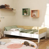 AIYAPLAY Cama para Crianças acima de 3 Anos 143,5x74x40 cm Cama de Madeira para Crianças Carga 80 kg para Dormitório Branco e Madeira(m-10)