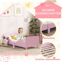 AIYAPLAY Kinderbedframe, eenpersoonsbed voor kinderen, veiligheidshekje, klein bed voor kinderkamer, MDF, zonder matras, Roze(m-5)