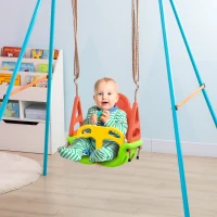 Outsunny 3-in-1 Babyschaukel, Sicherheitsgurt, längenverstellbare Seile, für In- und Outdoor, grün, 48 x 34 x 180 cm(m-10)