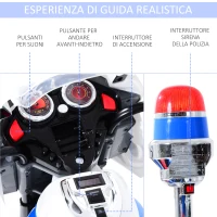HOMCOM Moto Elettrica per Bambini da 3-5 Anni Motorino Elettrico Giocattolo 3 Ruote con Musica, Velocità 3KM/h, Luci 112×51×72.5cm(m-5)