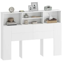 HOMCOM Tête de lit sur pied avec rangements, accessoire de lit 4 compartiments ouverts, 140 x 19 x 103,5 cm, blanc(m-11)