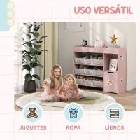 AIYAPLAY Organizador Infantil con Compartimentos 9 Cestas Extraíbles y Láminas de Pegatinas 92x30x80 cm Rosa(m-7)
