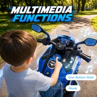AIYAPLAY Licensed Honda 12V Kids Electric Motorbike with Training Wheels, Soft Start, Headlights, Music for 3-6 Years, Blue(m-5)