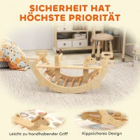 AIYAPLAY Montessori klimrek voor binnen, 2 in 1 klimboog van hout, voor kinderen 2-4 jaar, 110x52x45 cm, naturel hout(m-6)