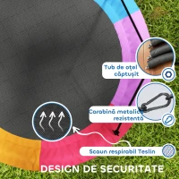 AIYAPLAY Leagăn tip cuib pentru copii 3-8 ani cu frânghii și curele, din PE și material Oxford, 120x120x180 cm, multicolor(m-4)