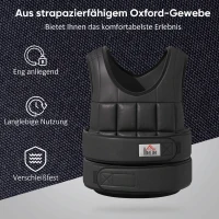 HOMCOM Gewichtsvest 10 kg, verstelbaar trainingsvest met uitneembare gewichten, zwart(m-7)