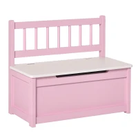 HOMCOM Coffre à jouet enfant banc de rangement enfant couvercle rabattable et charnières de sécurité 60 x 30 x 50 cm rose(m-11)
