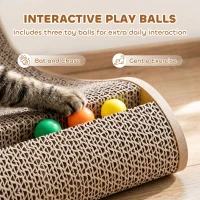 PawHut Cat Scratching Board Wall Mounted Cat Scratcher Corrugated 3 Toy Balls 39 x 23.5 x 57.5 cm Brown(m-7)