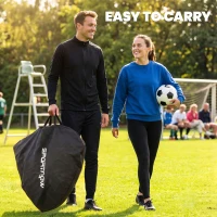 SPORTNOW Set of 2 Pop Up Football Goal, Portable Folding Football Net with Carry Bag, 8 U-Shaped Ground Stakes, Fibreglass Pole(m-6)