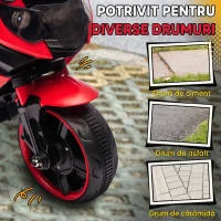 AIYAPLAY Motocicletă Electrică pentru Copii 18-36 luni, 6V, cu Roți Detașabile, Faruri și Melodii, Roșu(m-6)