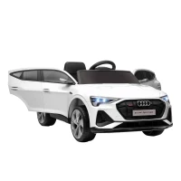 HOMCOM 12V Kids Electric Ride-On Car, with Remote Control, Lights, Music, Horn - White(m-1)