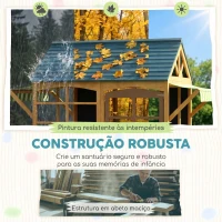 AIYAPLAY Casinha de Jogos Infantil de Madeira com Janelas Lousas Telhado e Toldo 173x117x144 cm Madeira Natural(m-6)