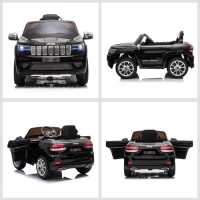 HOMCOM Macchina Elettrica Jeep per Bambini 12V, Guida Manuale e con Telecomando Velocità 0-3km/h, 114x76x58cm, Nero(m-8)