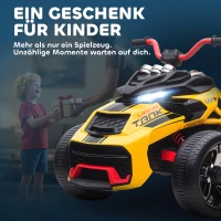 AIYAPLAY Elektrisch kinderquad, omgekeerd driewielontwerp, op batterij, MP3-speler, claxon, 2 snelheden, LED-lichten, 3-8 jaar, Geel(m-9)