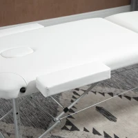 HOMCOM Camilla Masaje Plegable de Aluminio con Altura Ajustable 3 Zonas Reposacabezas Reposabrazos Blanco(m-9)