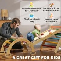 AIYAPLAY Gioco Arrampicata Bambini con Triangolo e Arco Montessori e Rampa con Pietre in Legno di Pino, 178x64.5x63 cm(m-9)