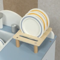 AIYAPLAY Spülküchen-Set, Holzgeschirrspüler für Kinder, 32 Zubehör-Teile, MDF, für Kinder ab 3 Jahren, Hellblau(m-8)