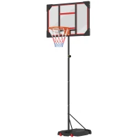 AIYAPLAY Kinder-basketbalring, outdoor basketbalring voor kinderen, in hoogte verstelbaar 210-260 cm, met wielen, vanaf 6 jaar, Rood(m-1)