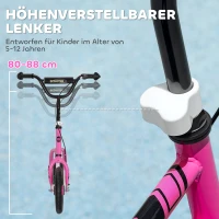 AIYAPLAY Kinderroller met verstelbaar stuur, grote wielen, parkeerstandaard, handrem, voor kinderen van 5-12 jaar, Roze(m-4)