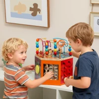 AIYAPLAY Wooden Activity Cube, Baby Toys with Bead Maze, Pattern Sorter for Toddlers Boys and Girls 18+ Months(m-10)