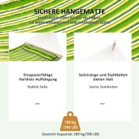 Outsunny Hangmat hangbed hangzetel hangend bed familie meerdere personen 210 kg 2 kleuren houten paal(m-4)